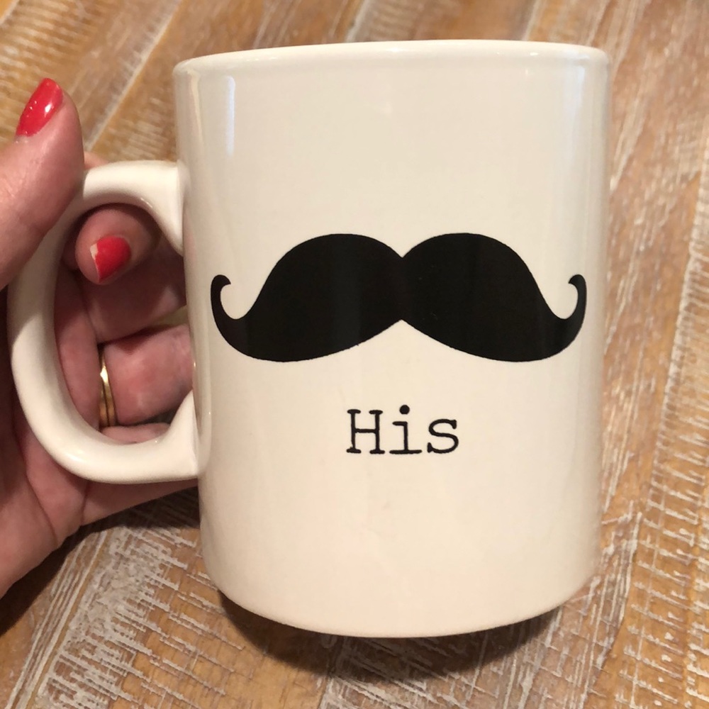 Mustache HIS coffee mug white and black